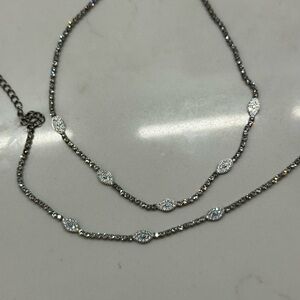 Silver Icy Evil Eye Necklace And Bracelet Set